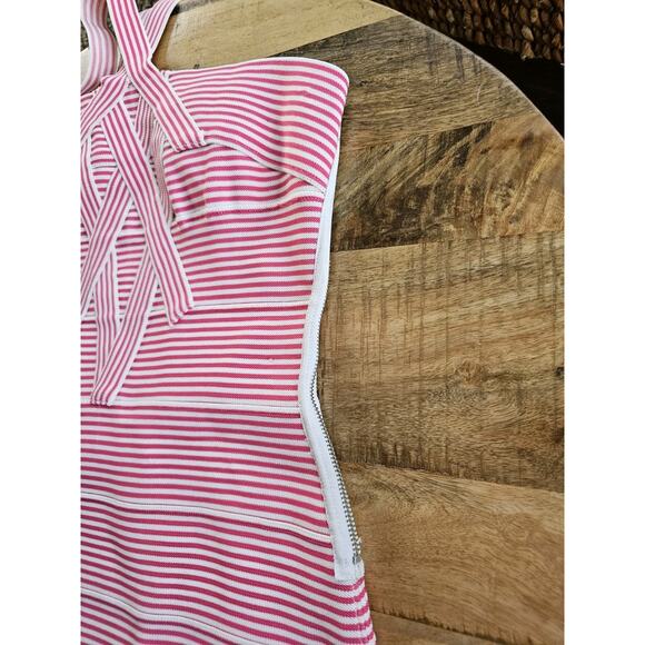 Wow Couture Striped Halter Bandage Dress Women's Size L Bodycon Club wear - Picture 9 of 9
